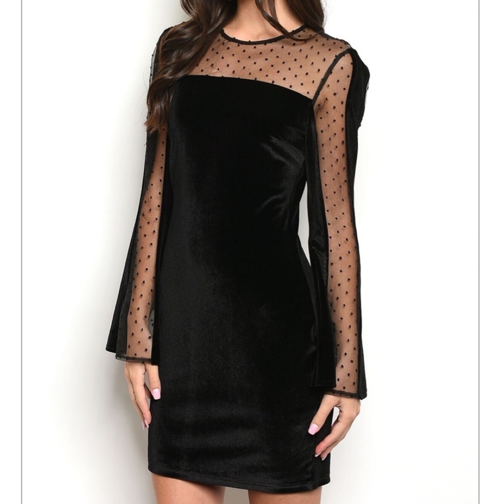 🆕Black Velvet & Mesh Dress